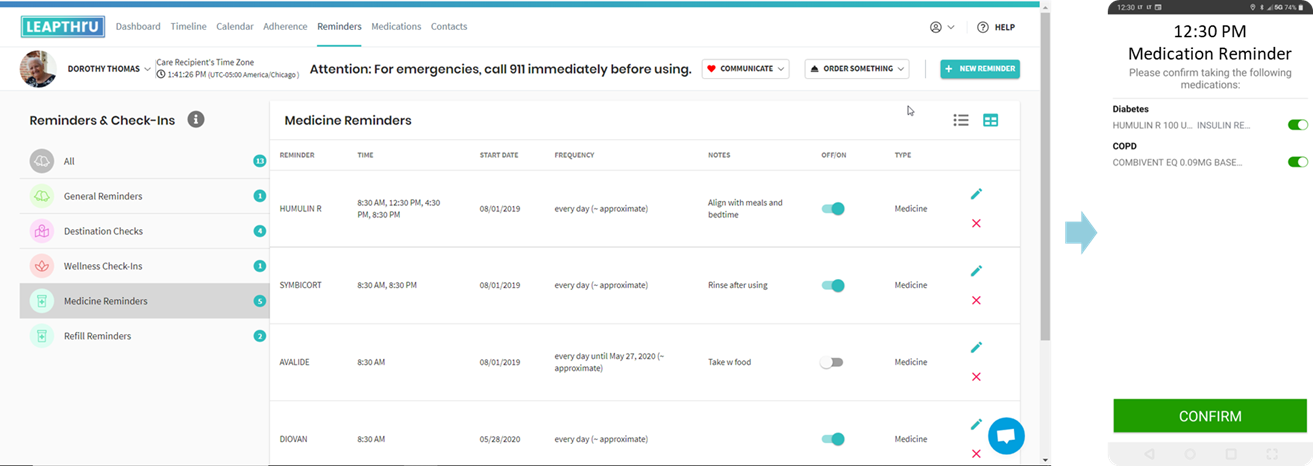 Remotely Manage Medicines & Related Reminders