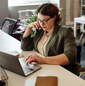 Remote Caregiving At Computer & On Phone